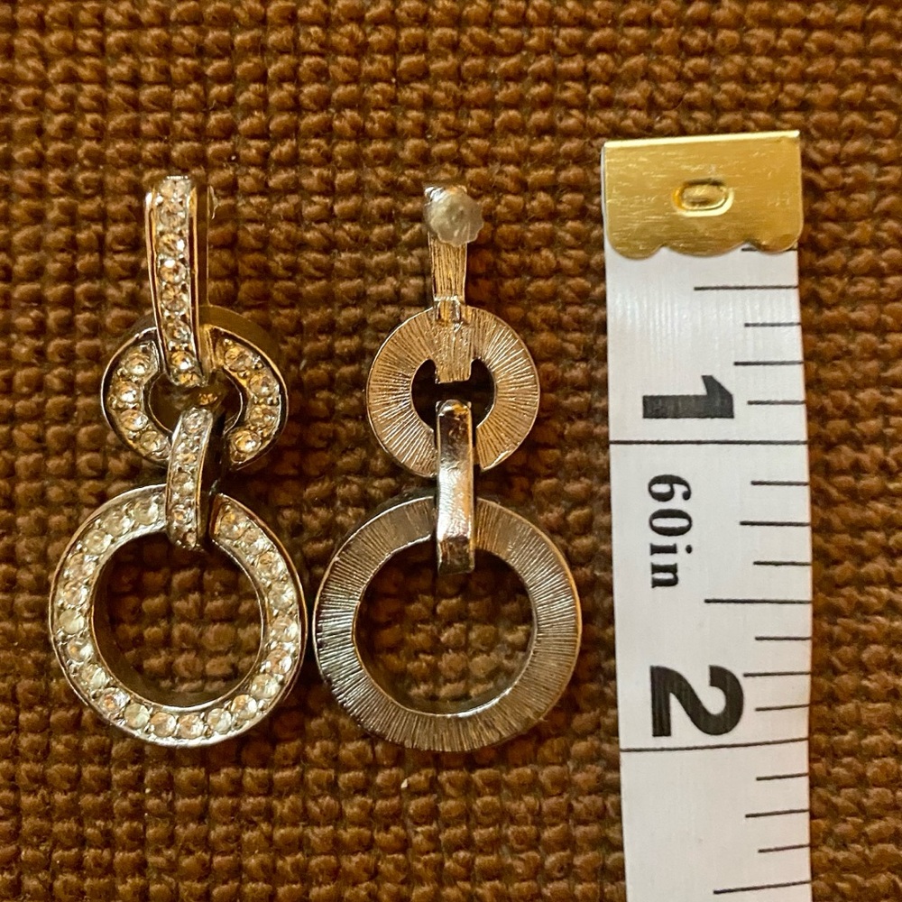 Elegant Silver Rhinestone Dangle Stud Earrings - image 4